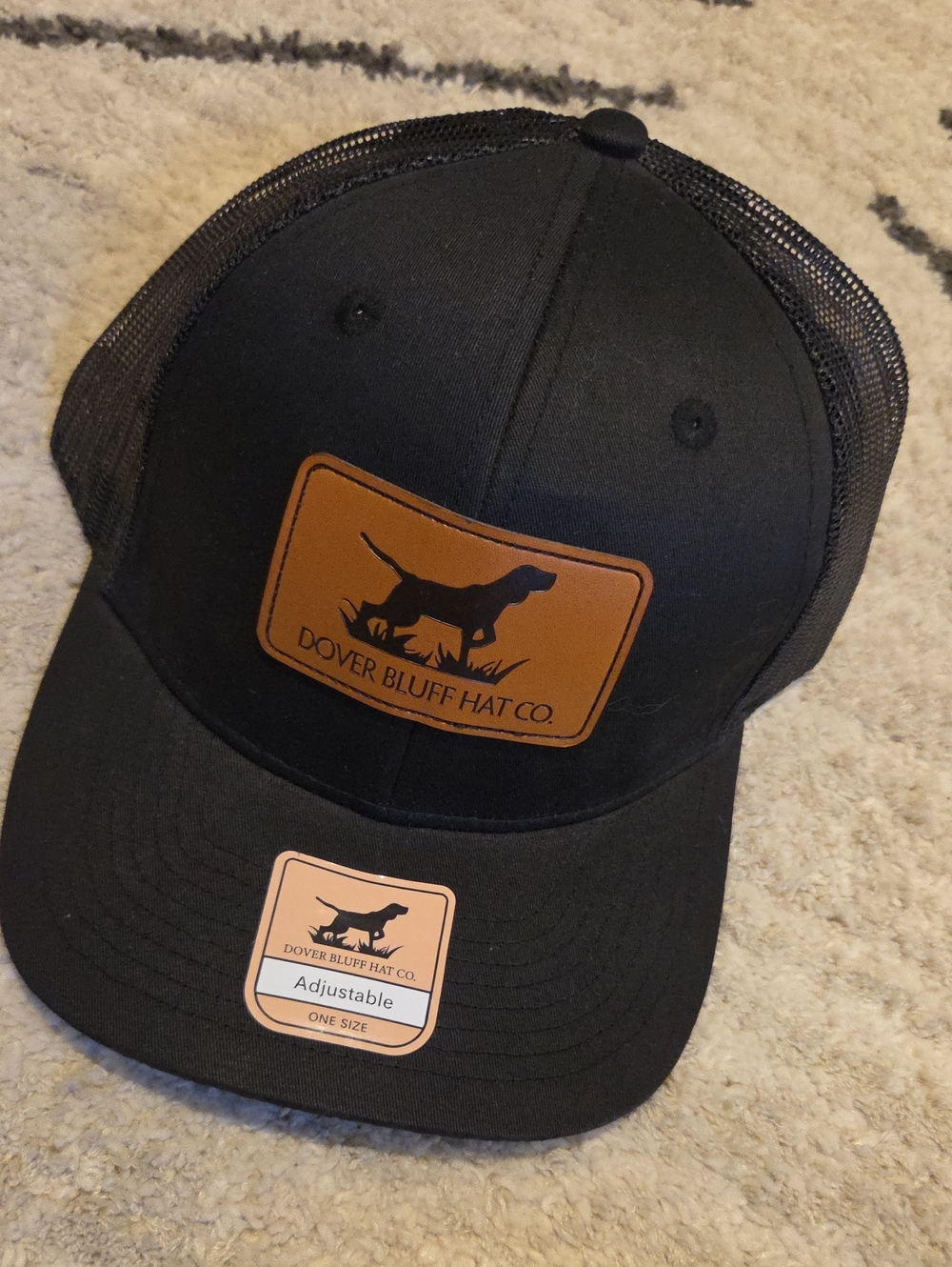 Men's Black Trucker Cap with Leather Patch